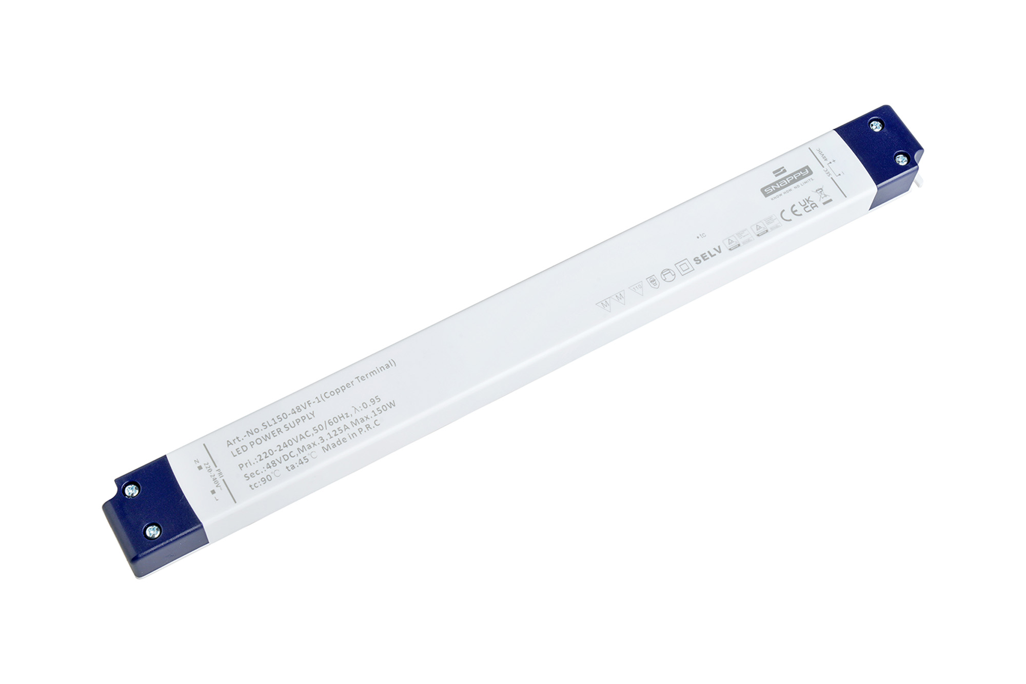SL150-48VF-1  150W, Constant Voltage Non Dimmable LED Driver, 48VDC, 3.125A, Input 200-240VAC 50/60Hz, IP20.